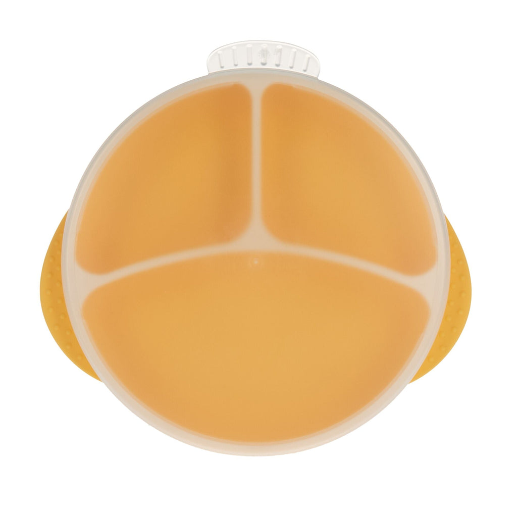 Round Silicone Suction Plate & Lid (2 Pack) | Blue / Yellow